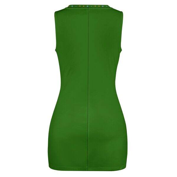 ADpld™ Multicolor Exposed Navel Cross Fit Dress dark green back model display