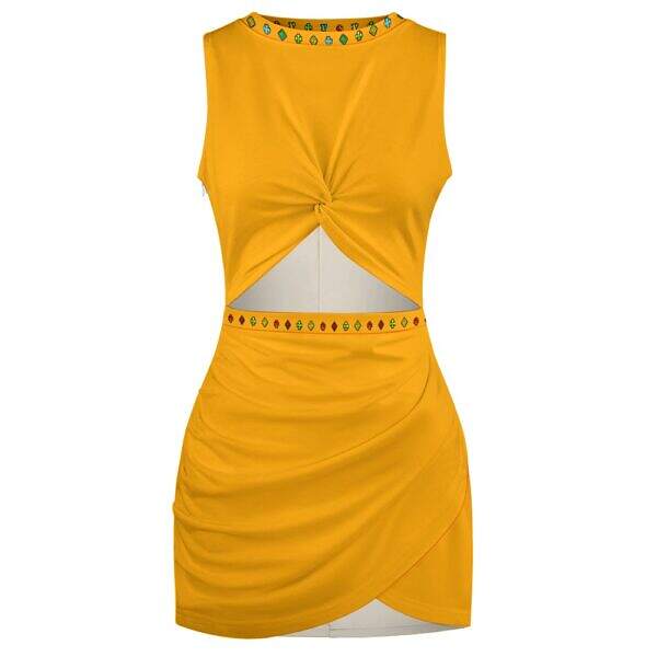 ADpld™ Multicolor Exposed Navel Cross Fit Dress orange front display