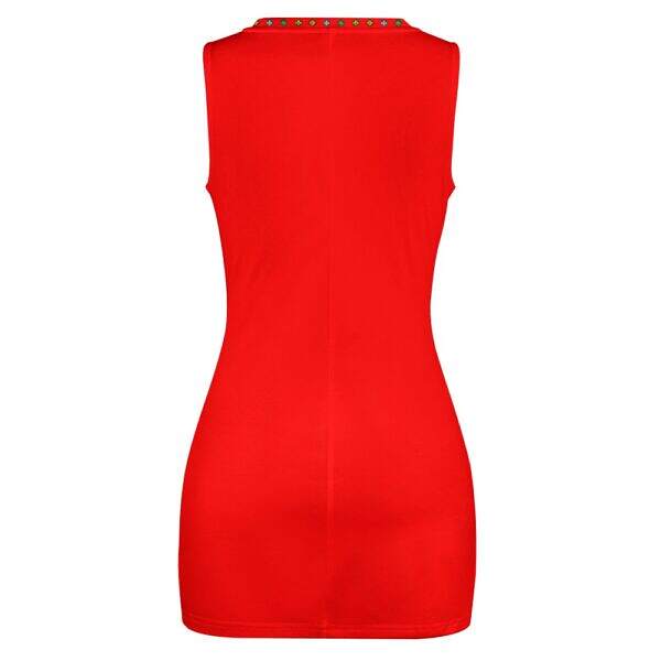 ADpld™ Multicolor Exposed Navel Cross Fit Dress red back display