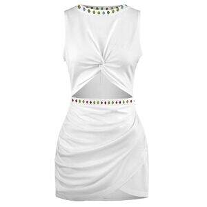 AADpld™ Multicolor Exposed Navel Cross Fit Dress white display