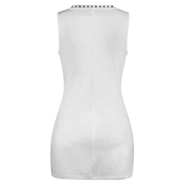 ADpld™ Multicolor Exposed Navel Cross Fit Dress white smoke back display