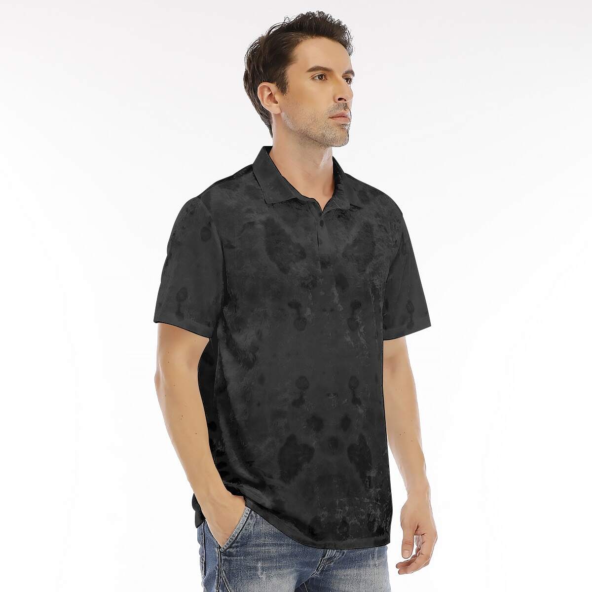 Mold Society™ Men's Velvet Polo Shirt (BlackestMold)