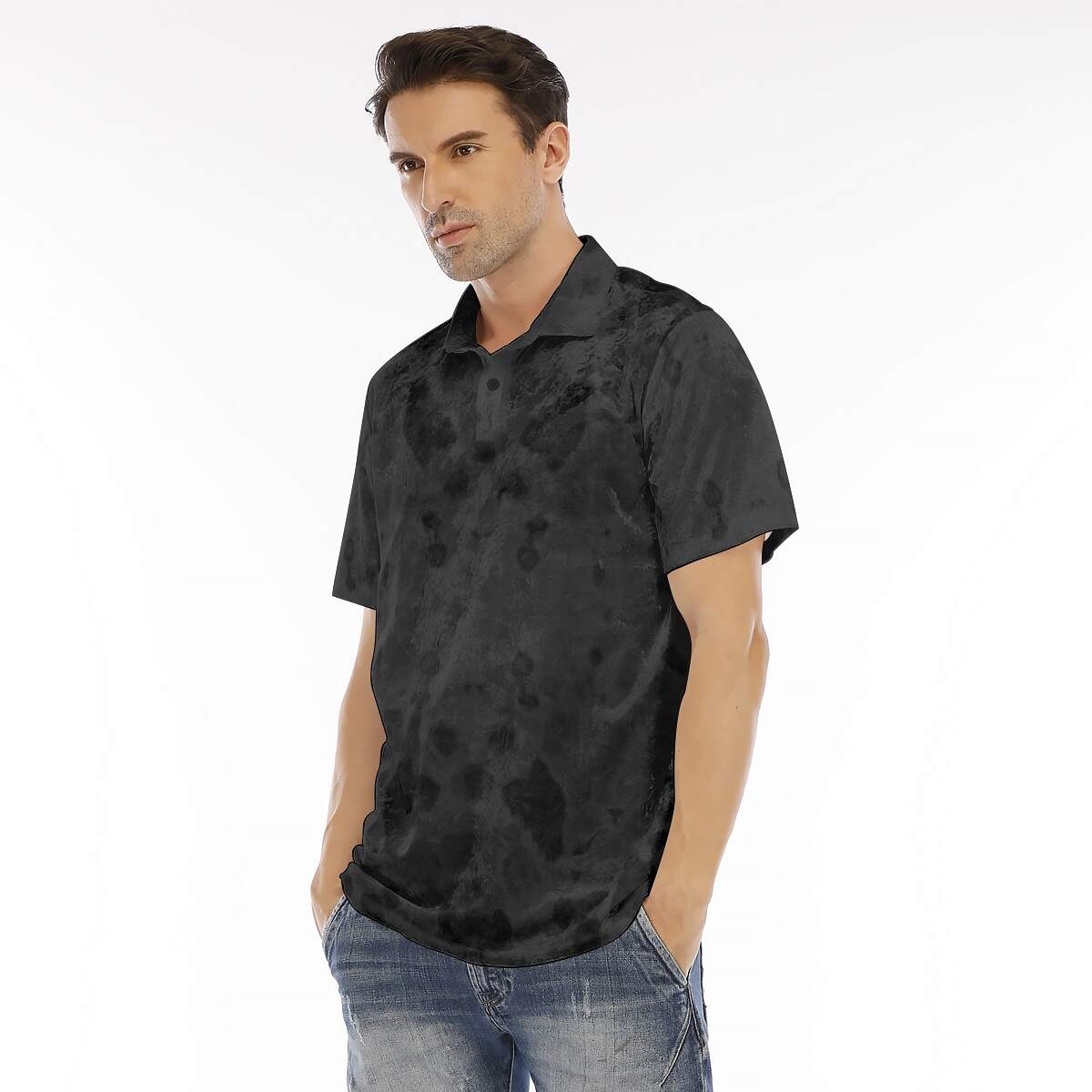 Mold Society™ Men's Velvet Polo Shirt (BlackestMold)