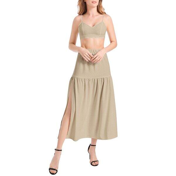 ADpld™ Bralette Top and High Slit Thigh Skirt Set - Image 3