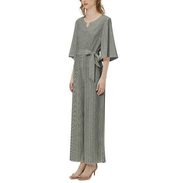 ADpld™ Belted Wide Leg Dolman Sleeve Jumpsuit (Straw)