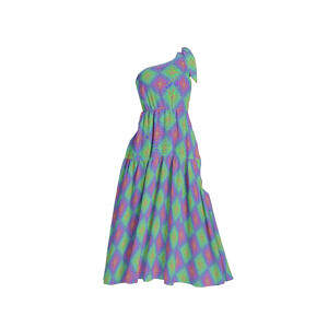 ADpld™ Ruffle Hem Single Shoulder Midi Dress (Mosaic)