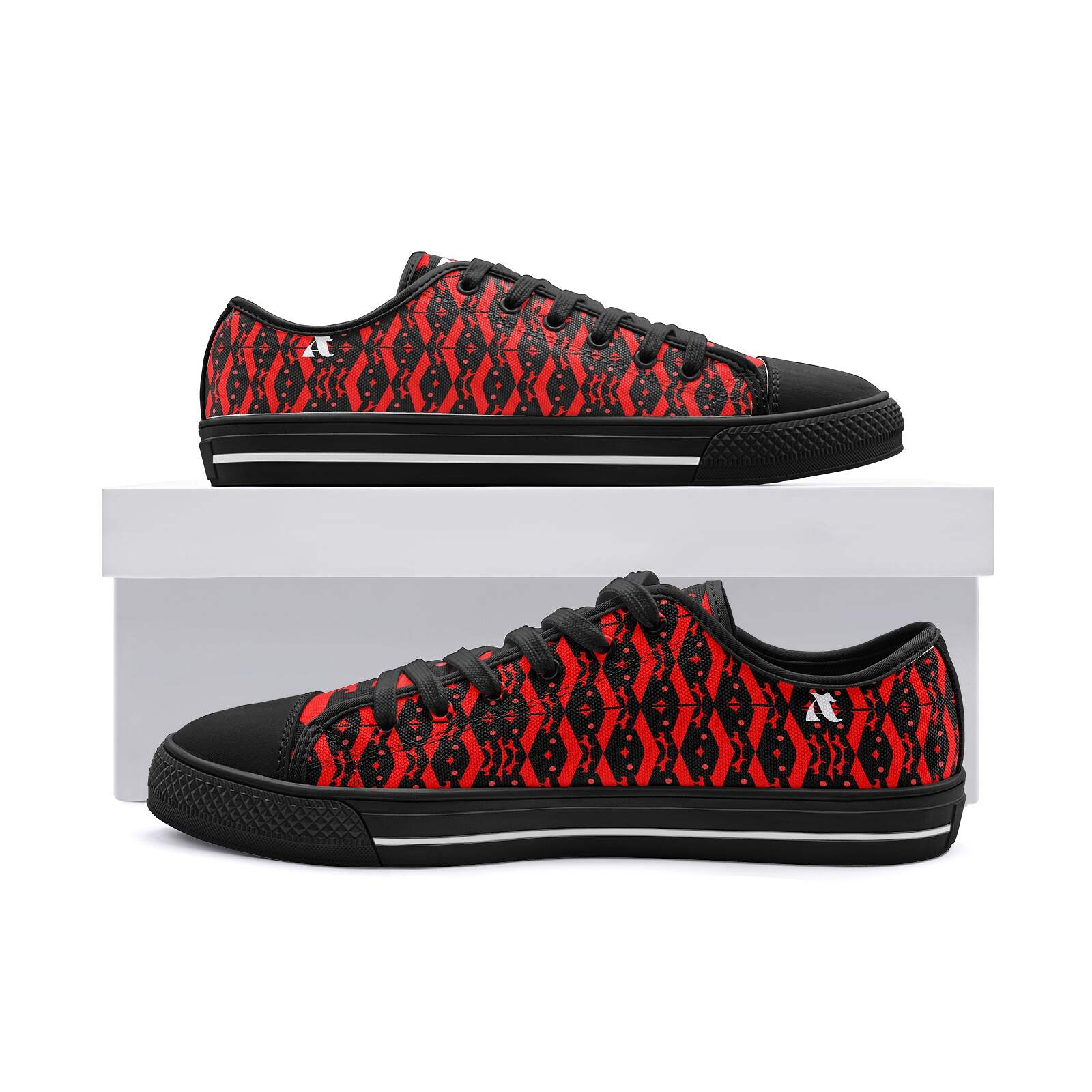 ArtDoggy™ Women's Low Top Canvas Shoe (Deep Red) black box display