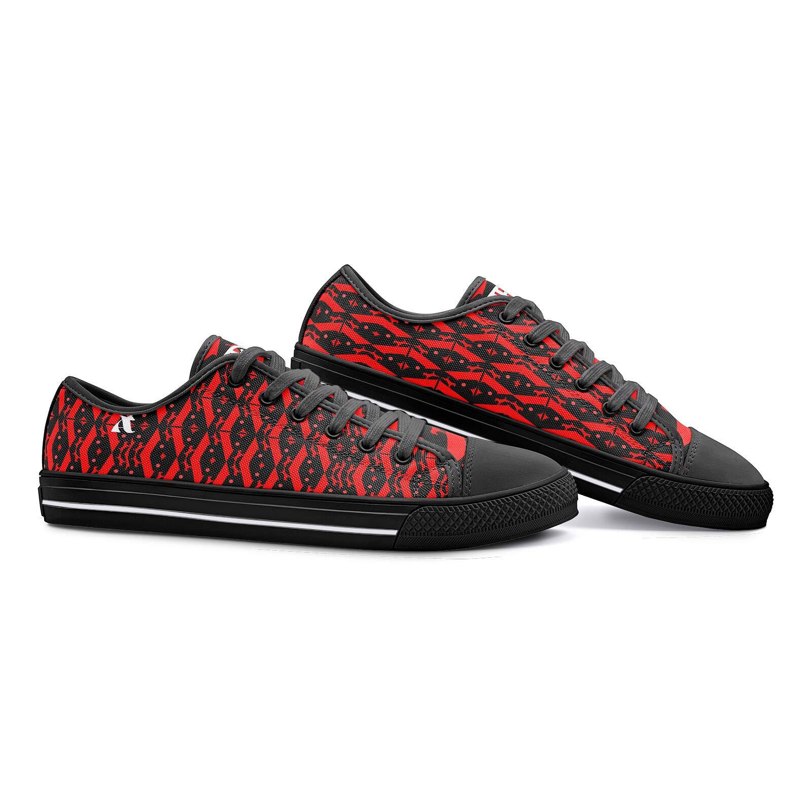 ArtDoggy™ Women's Low Top Canvas Shoe (Deep Red) black side display
