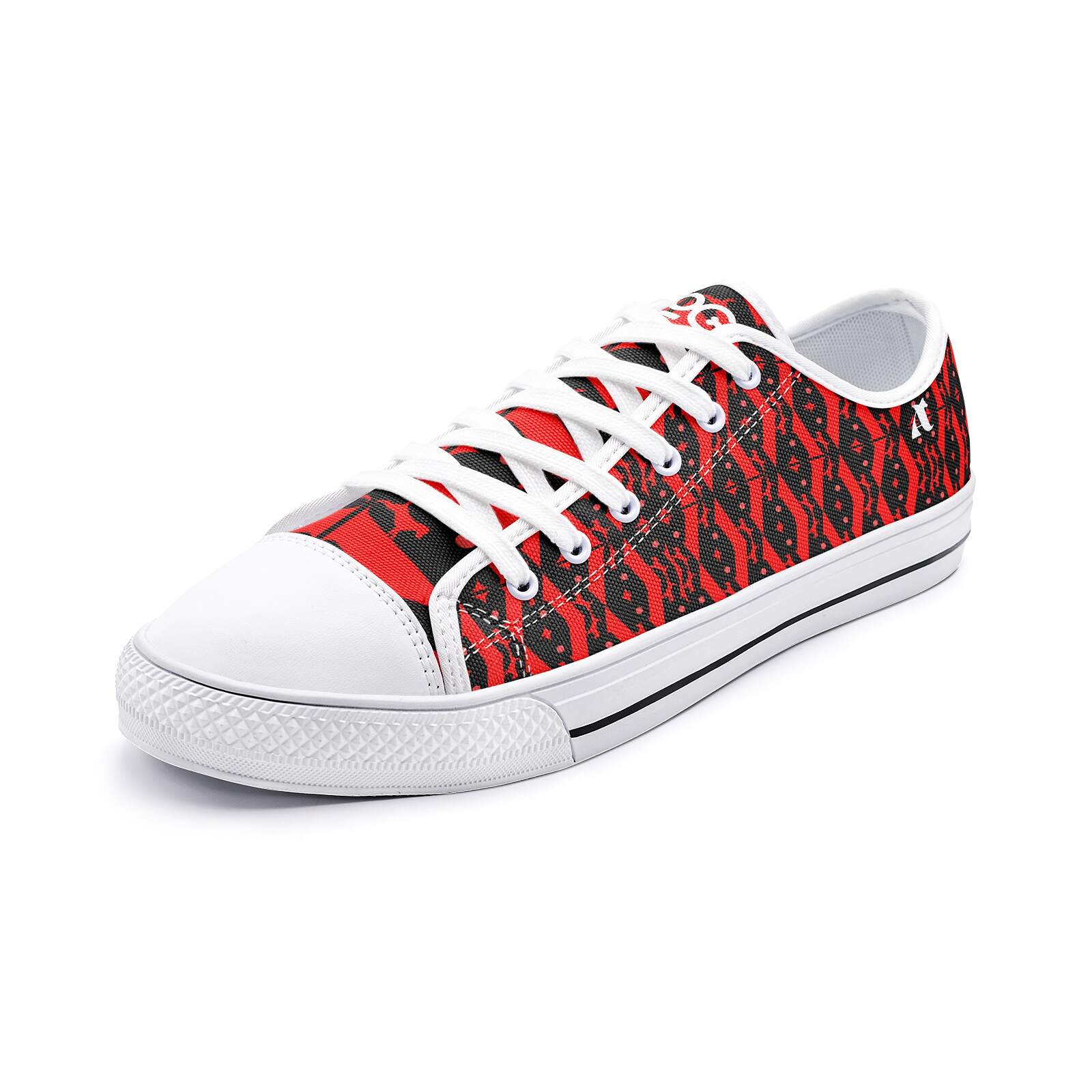 ArtDoggy™ Women's Low Top Canvas Shoe (Deep Red) white angle display