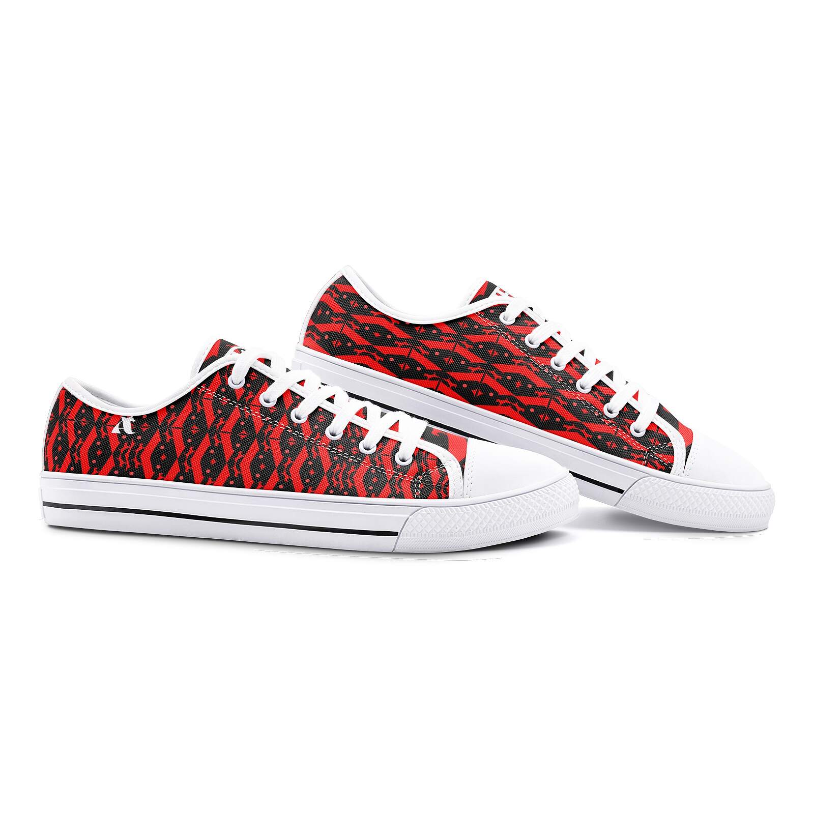 ArtDoggy™ Women's Low Top Canvas Shoe (Deep Red) white side display