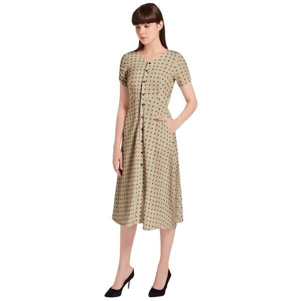 ADpld™ Puff Sleeve Button Dress - Image 4