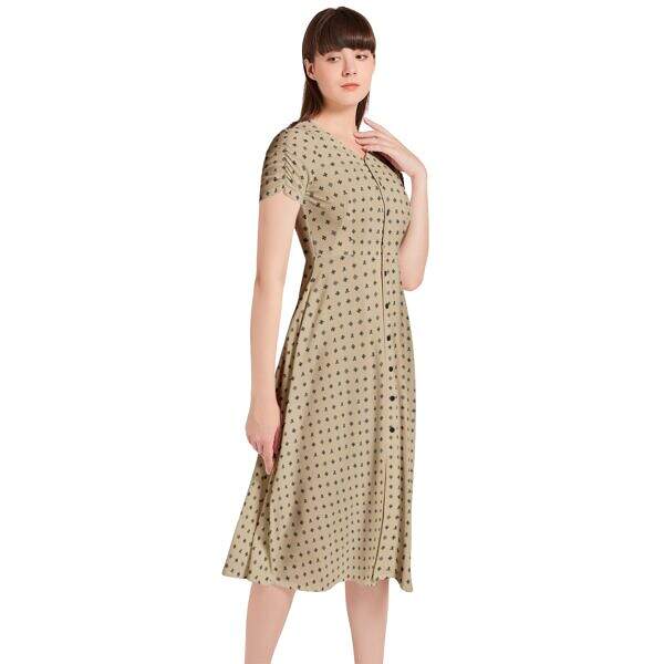 ADpld™ Puff Sleeve Button Dress - Image 5