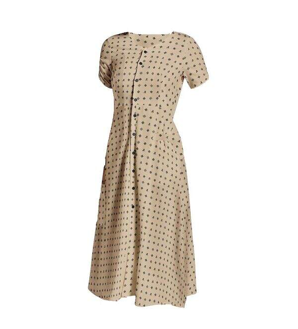 ADpld™ Puff Sleeve Button Dress