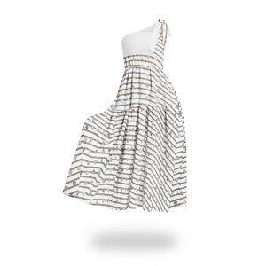 ADpld™ Ruffle Hem Single Shoulder Midi Dress | Lattice White ADpld™ Ruffle Hem Single Shoulder Midi Dress | Lattice White product display