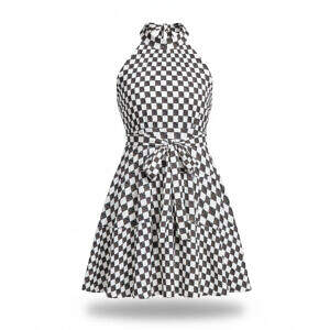 ADpldâ„¢ Ruffle Hem Belted Short Dress | Checker ADpldâ„¢ Ruffle Hem Belted Short Dress | Checker