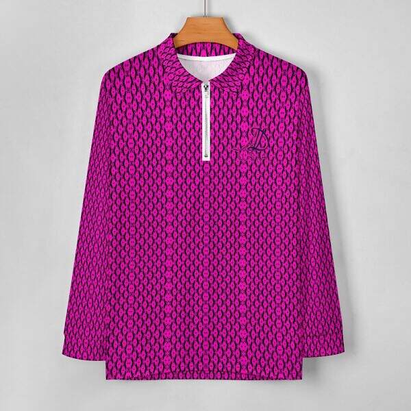 ArtDoggy™ Men's Half-Zip Long Sleeve Polo