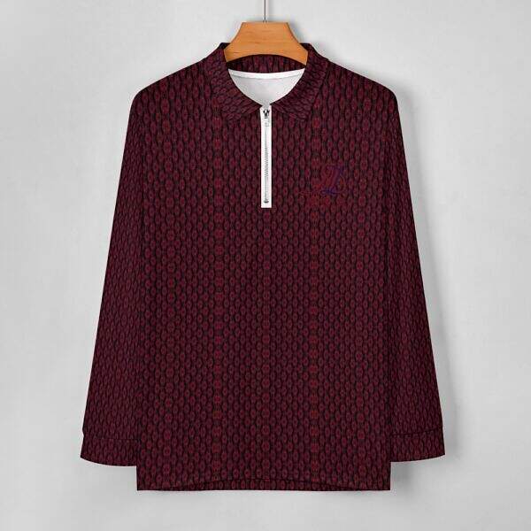 ArtDoggy™ Men's Half-Zip Long Sleeve Polo