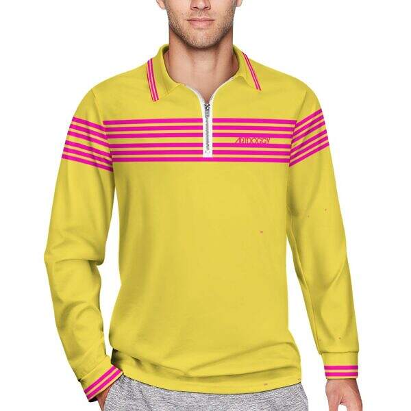 ArtDoggy™ Men's Half-Zip Long Sleeve Polo