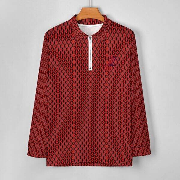 ArtDoggy™ Men's Half-Zip Long Sleeve Polo