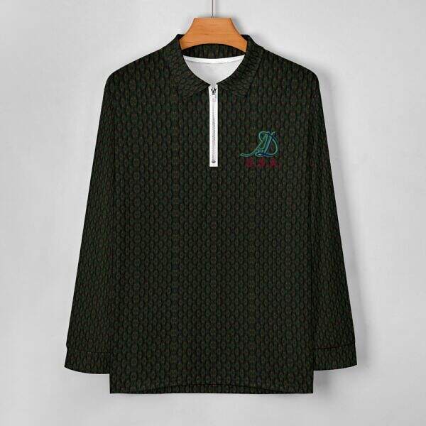 ArtDoggy™ Men's Half-Zip Long Sleeve Polo