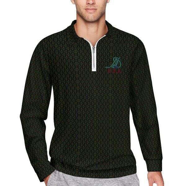 ArtDoggy™ Men's Half-Zip Long Sleeve Polo