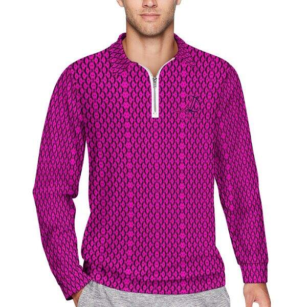 ArtDoggy™ Men's Half-Zip Long Sleeve Polo
