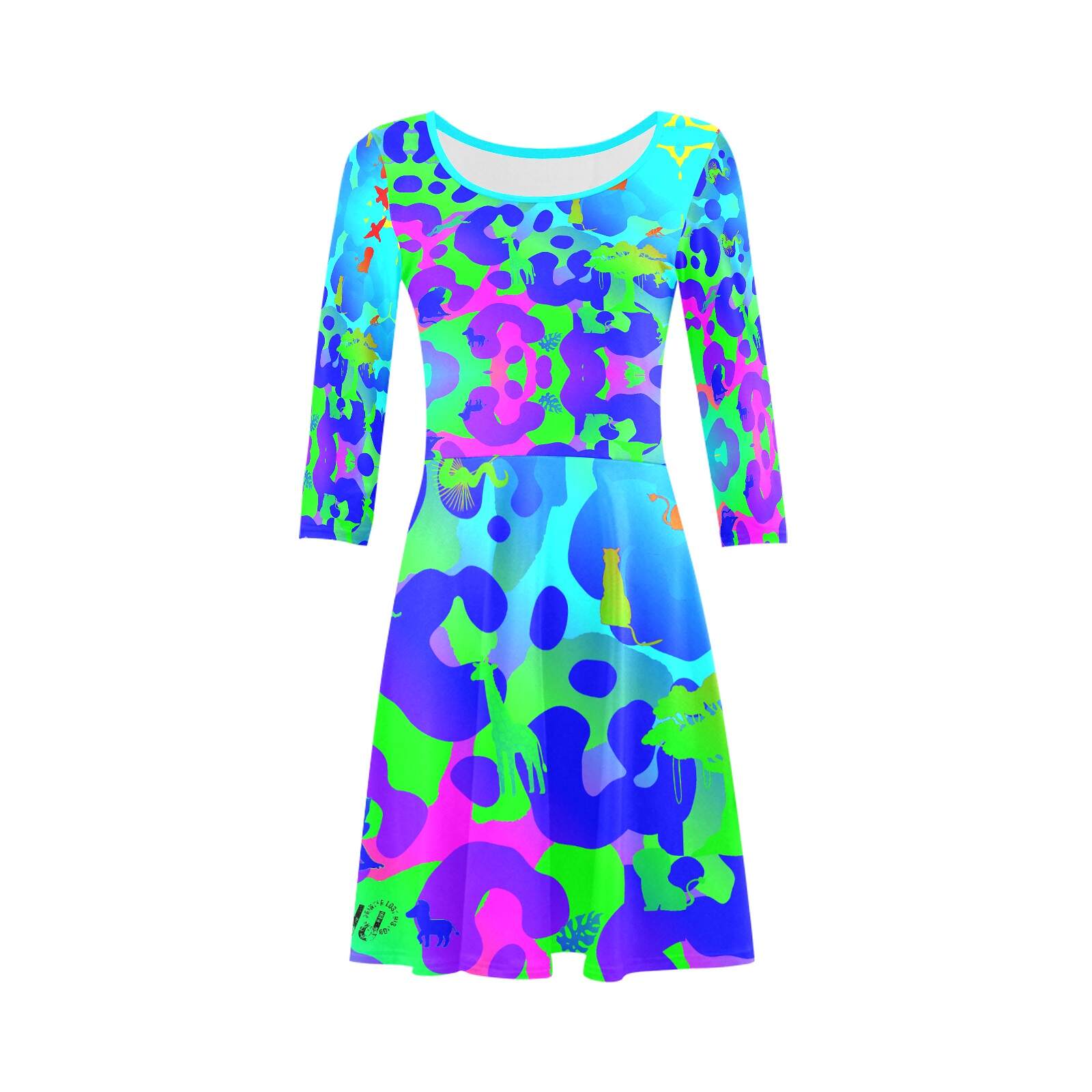 The-printer-lost-his-job™ Women's 3/4 Sleeve Cocktail Dress | Neon Safari