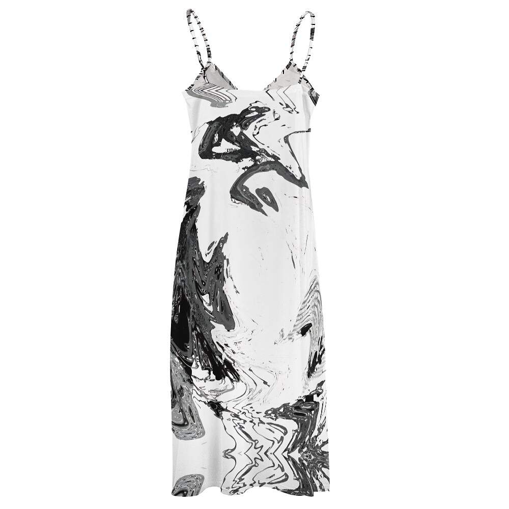 ArtDoggy™ Sling Style Long Dress | Snowstorm in white
