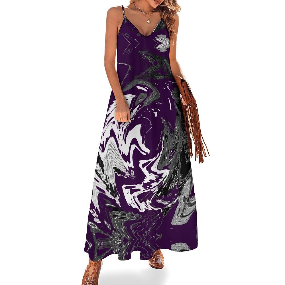 ArtDoggy™ Sling Style Long Dress | Snowstorm in indigo