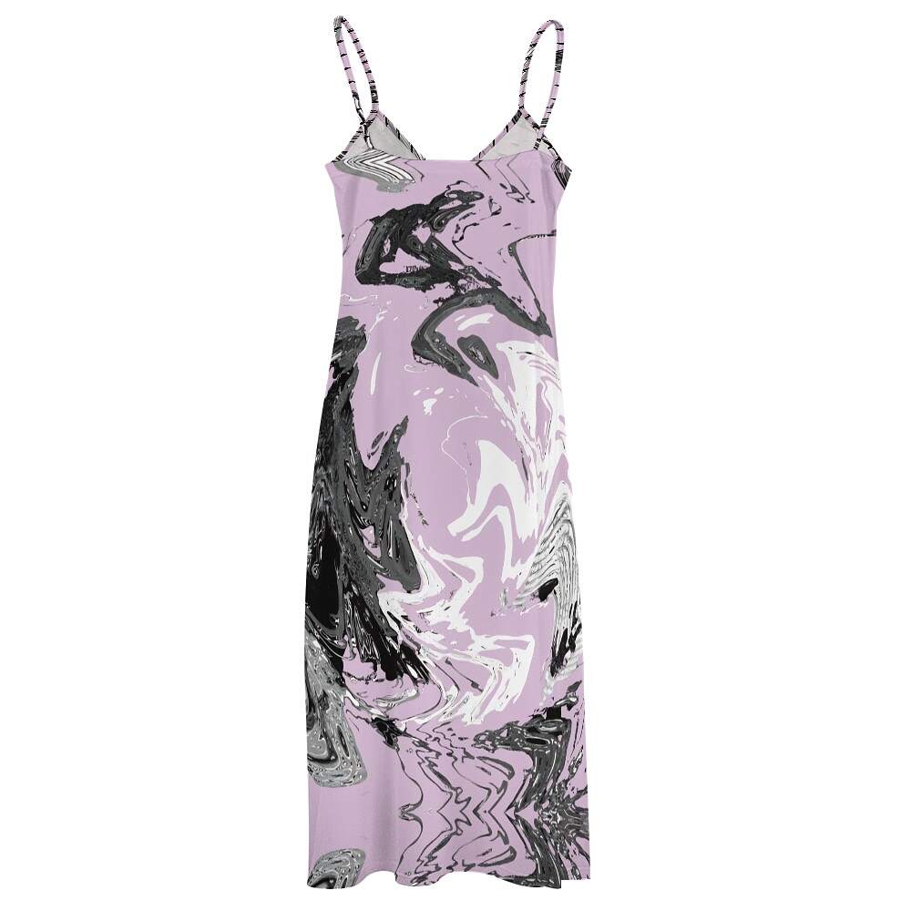 ArtDoggy™ Sling Style Long Dress | Snowstorm in thistle pink