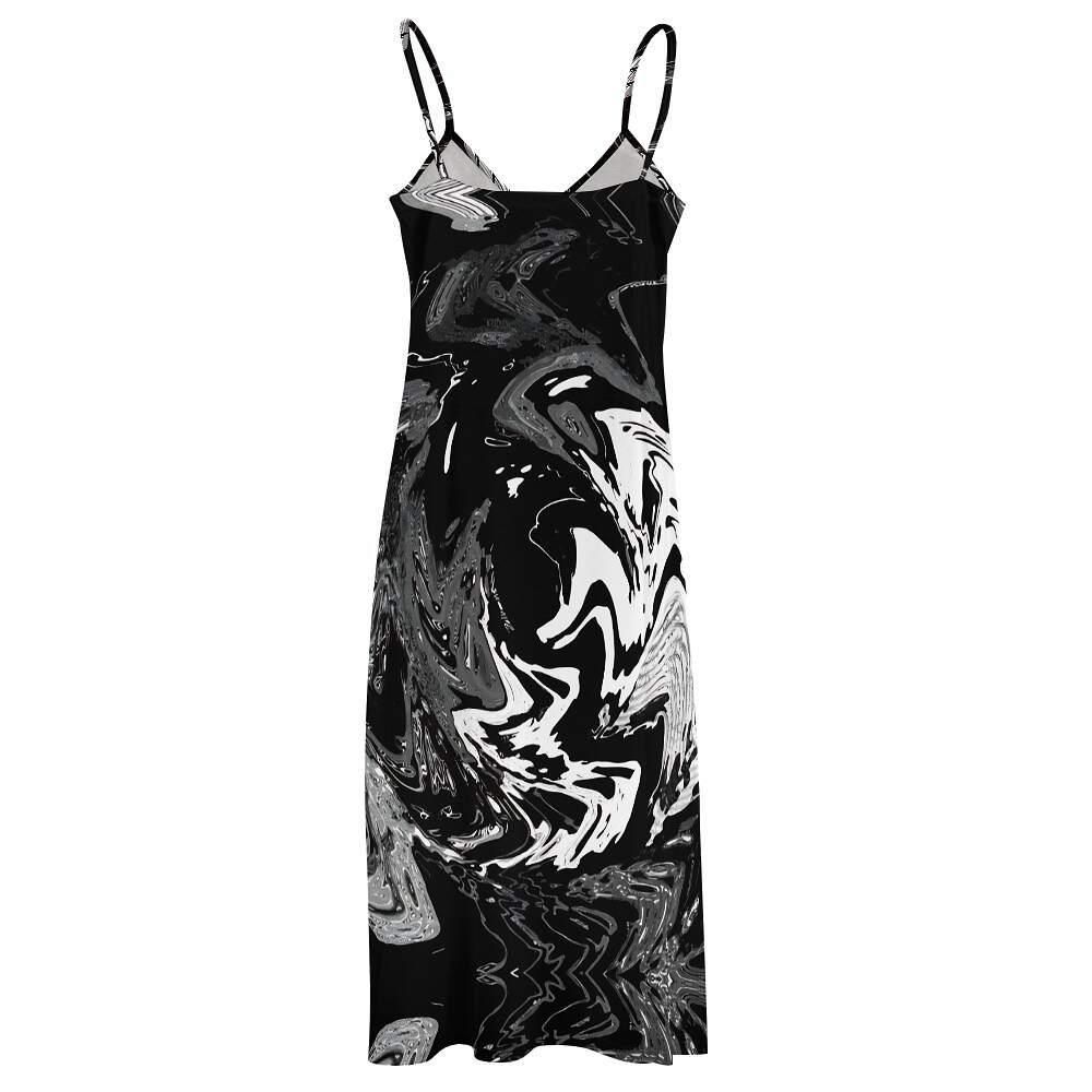 ArtDoggy™ Sling Style Long Dress | Snowstorm in black