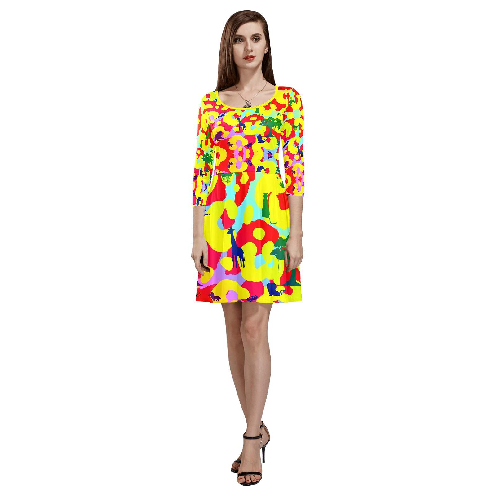 The-printer-lost-his-job™ Women's 3/4 Sleeve Cocktail Dress | Neon Safari