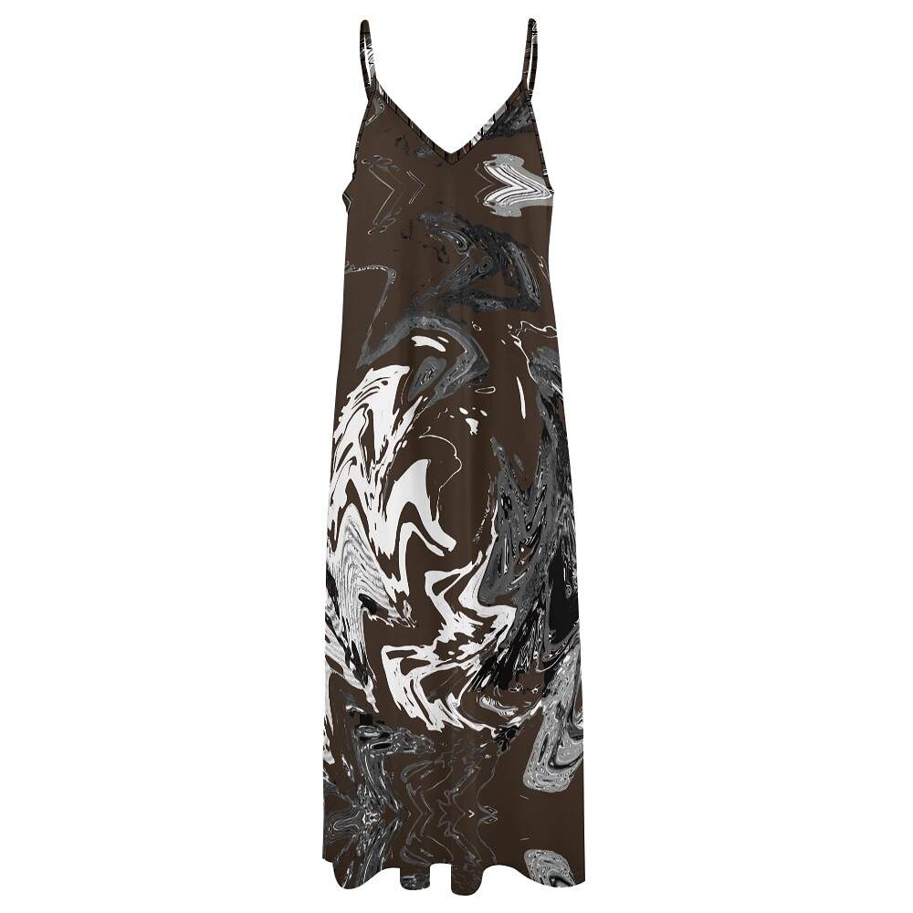 ArtDoggy™ Sling Style Long Dress | Snowstorm in black2