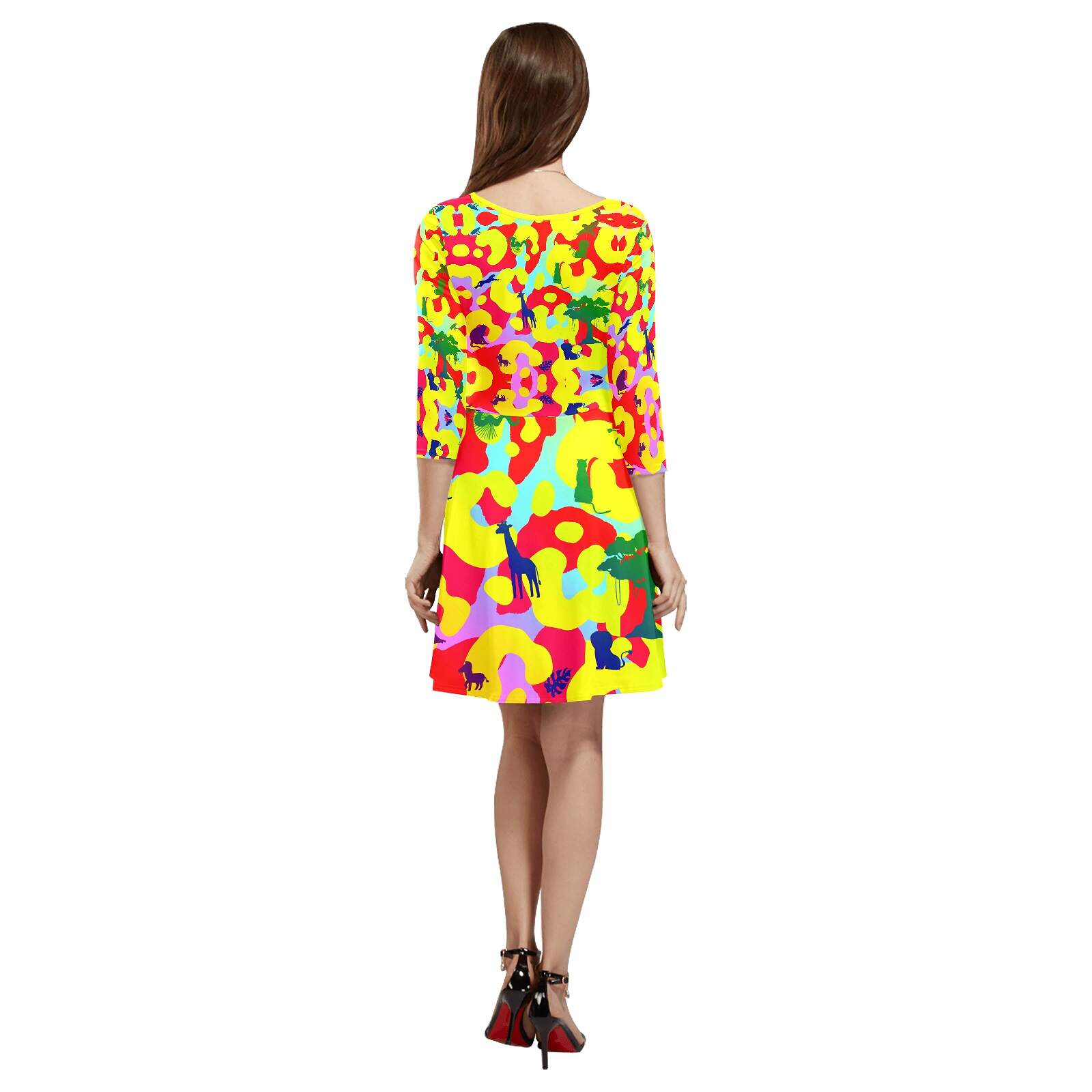 The-printer-lost-his-job™ Women's 3/4 Sleeve Cocktail Dress | Neon Safari
