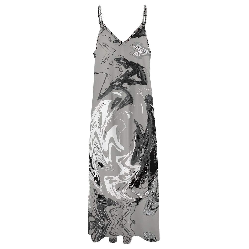 ArtDoggy™ Sling Style Long Dress | Snowstorm in dark grey