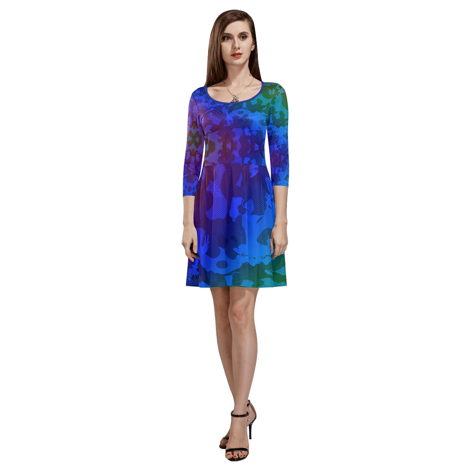 The-printer-lost-his-job™ Women's 3/4 Sleeve Cocktail Dress | Neon Safari - Image 35