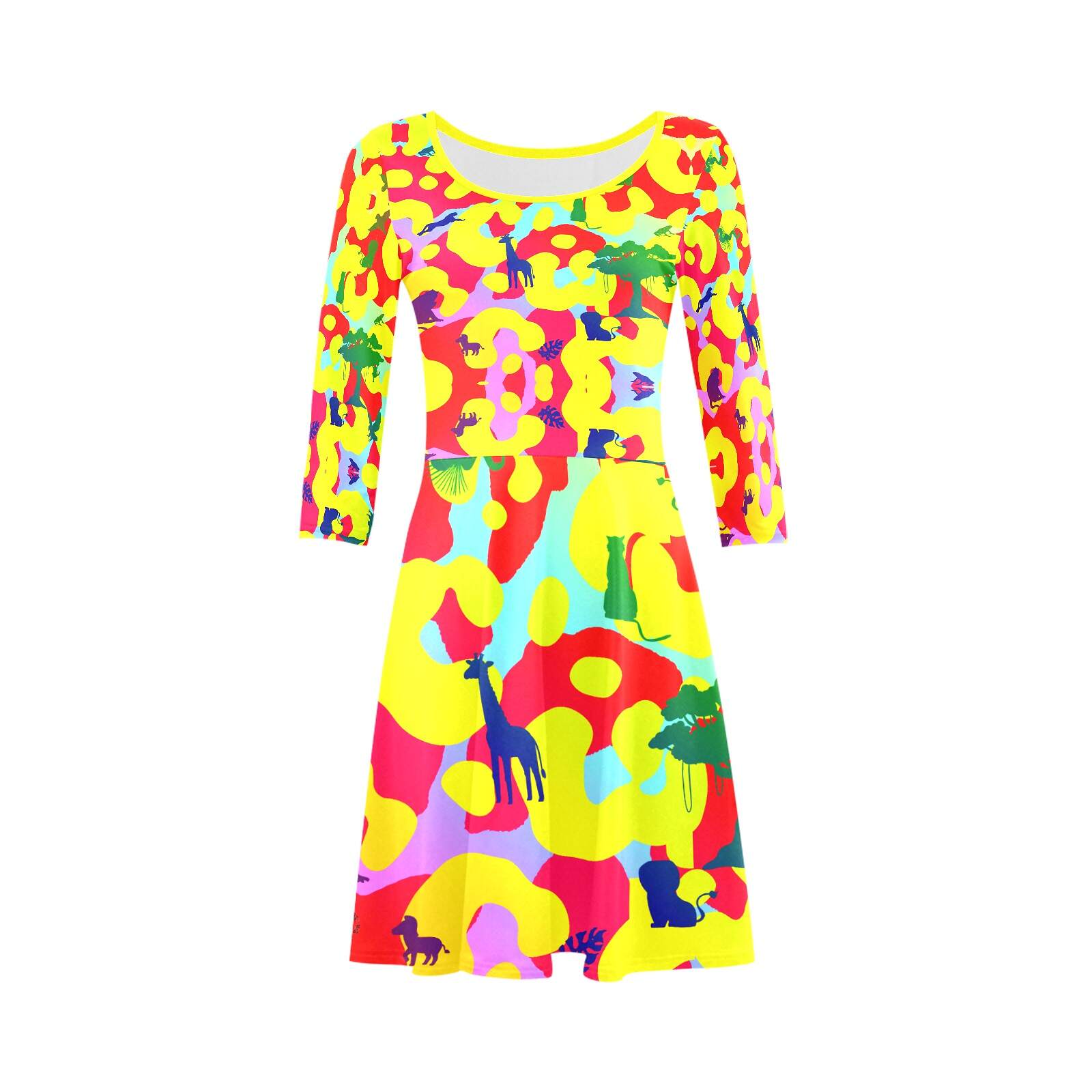 The-printer-lost-his-job™ Women's 3/4 Sleeve Cocktail Dress | Neon Safari