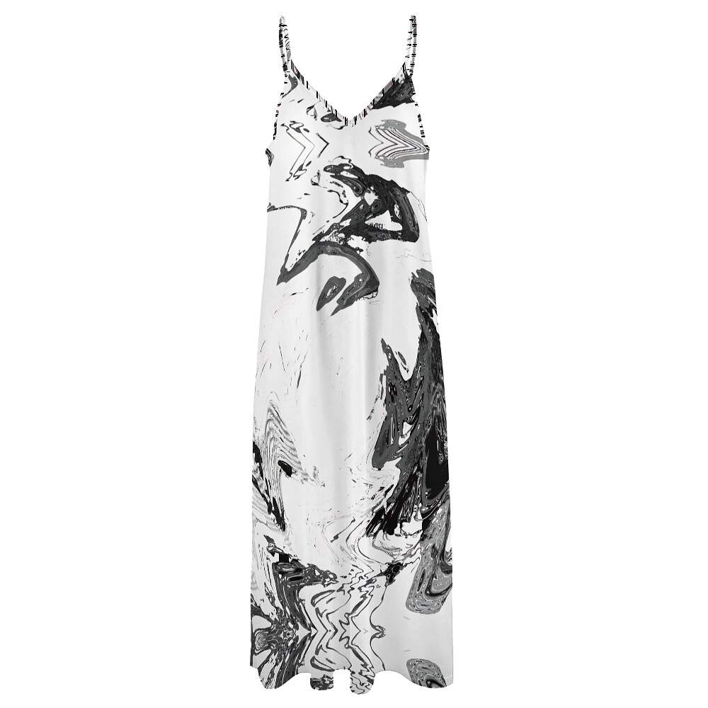 ArtDoggy™ Sling Style Long Dress | Snowstorm in white