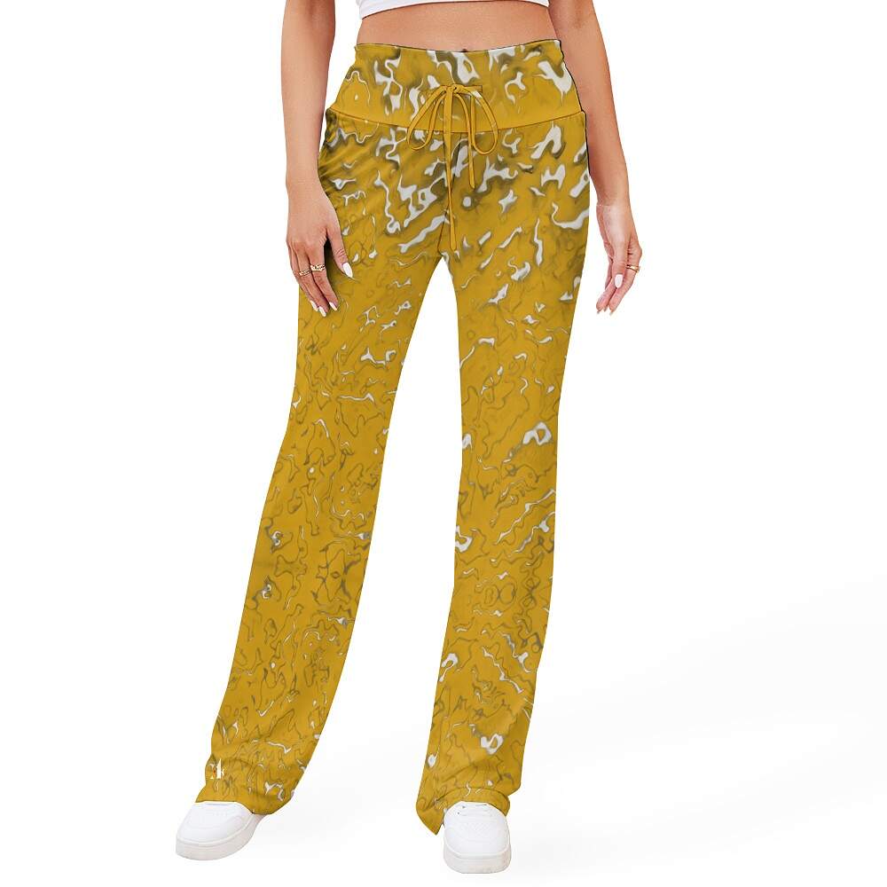 ArtDoggy™ Women's Yoga Pants | Ripple in goldenrod