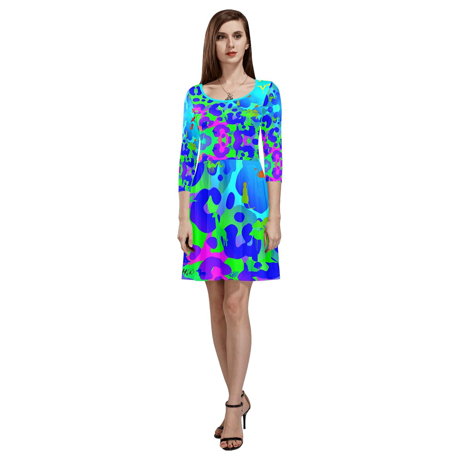 The-printer-lost-his-job™ Women's 3/4 Sleeve Cocktail Dress | Neon Safari