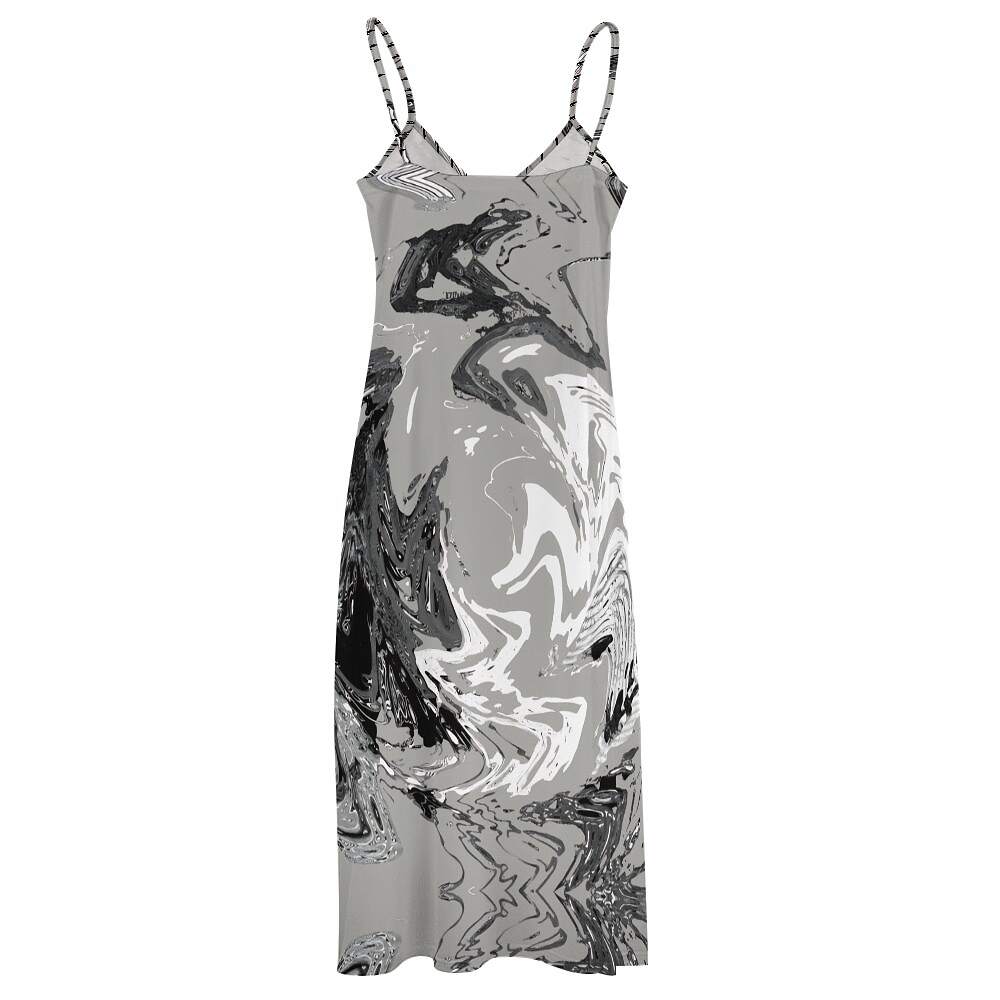 ArtDoggy™ Sling Style Long Dress | Snowstorm in dark grey