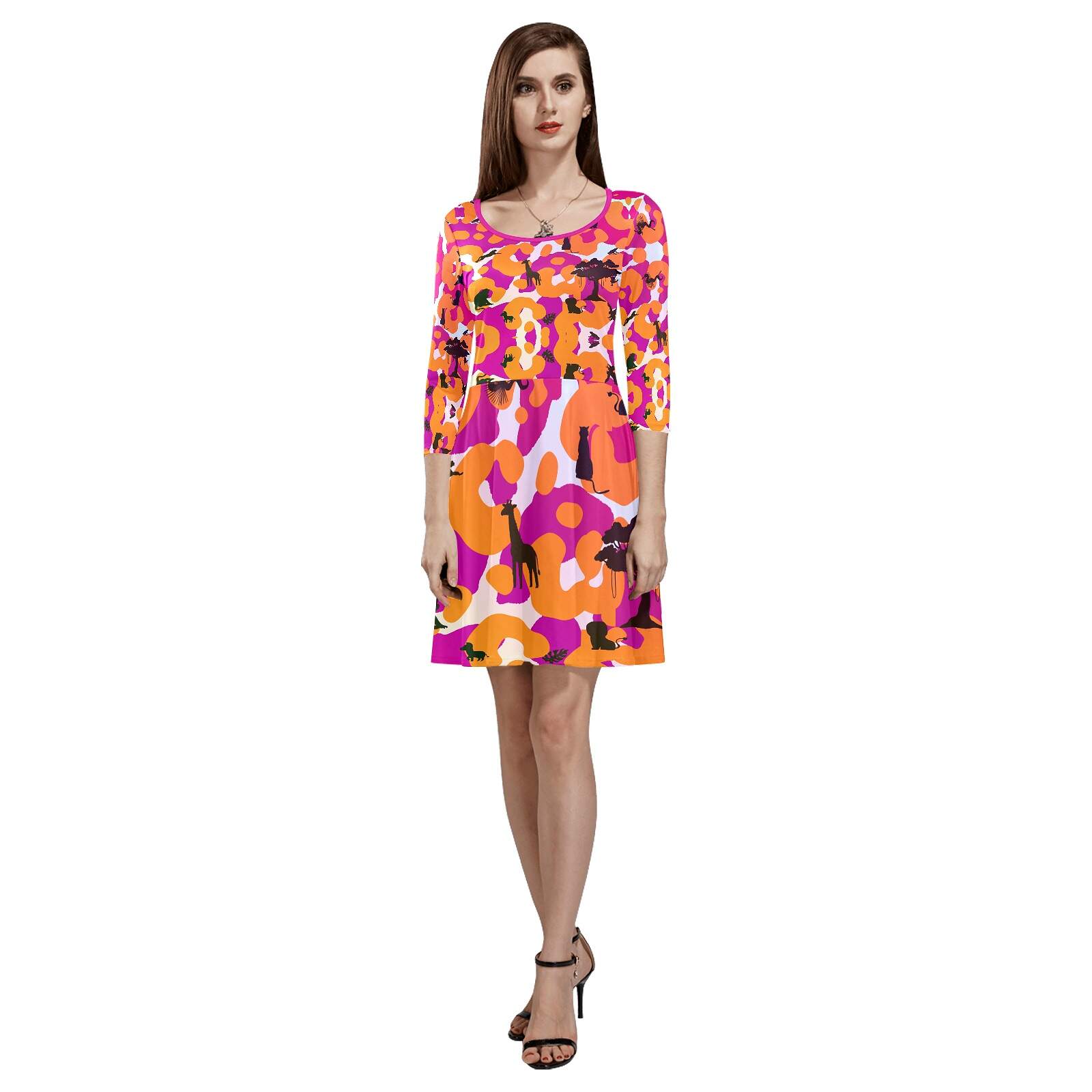 The-printer-lost-his-job™ Women's 3/4 Sleeve Cocktail Dress | Neon Safari