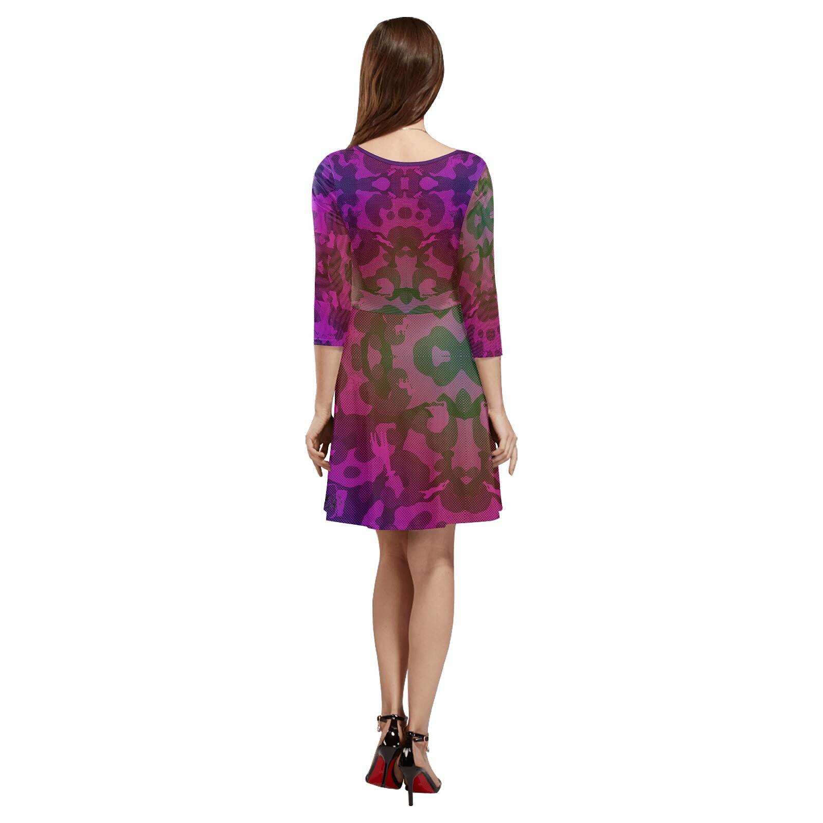 The-printer-lost-his-job™ Women's 3/4 Sleeve Cocktail Dress | Neon Safari - Image 32