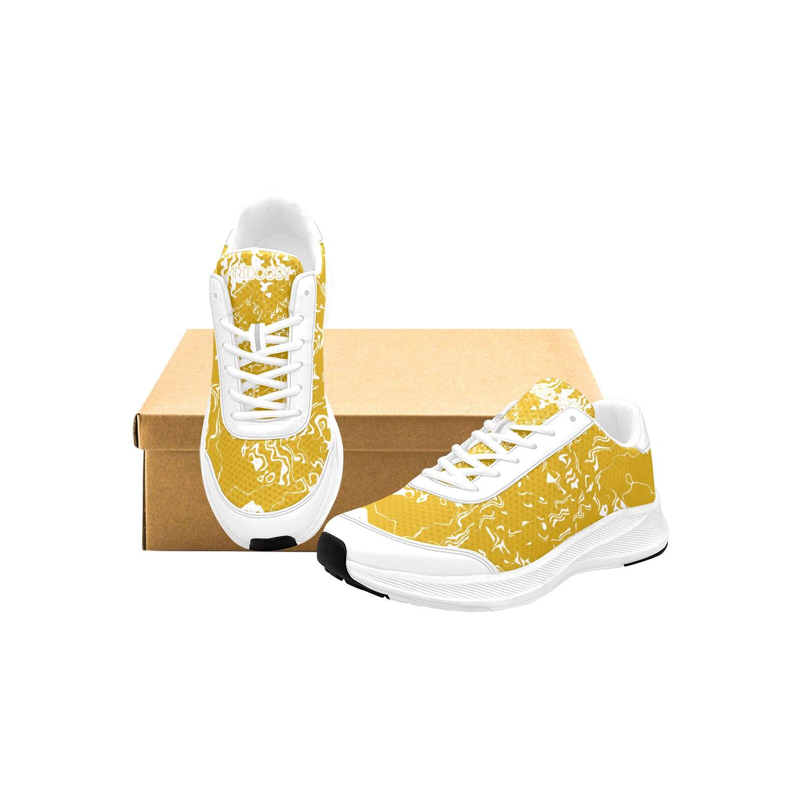 ArtDoggy™ Women's Performance Shoes | White Microwaves in goldenrod yellow